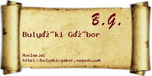 Bulyáki Gábor névjegykártya